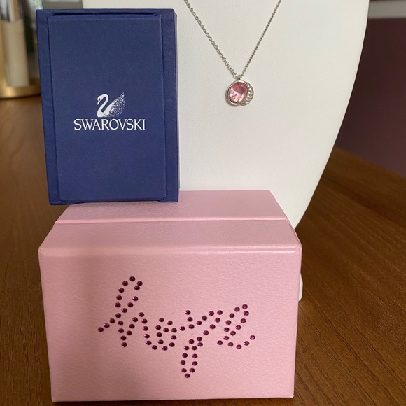 Rare. Retired Swarovski Breast Cancer Awareness 2009 Pink Hope Necklace. NIB - Picture 5 of 17